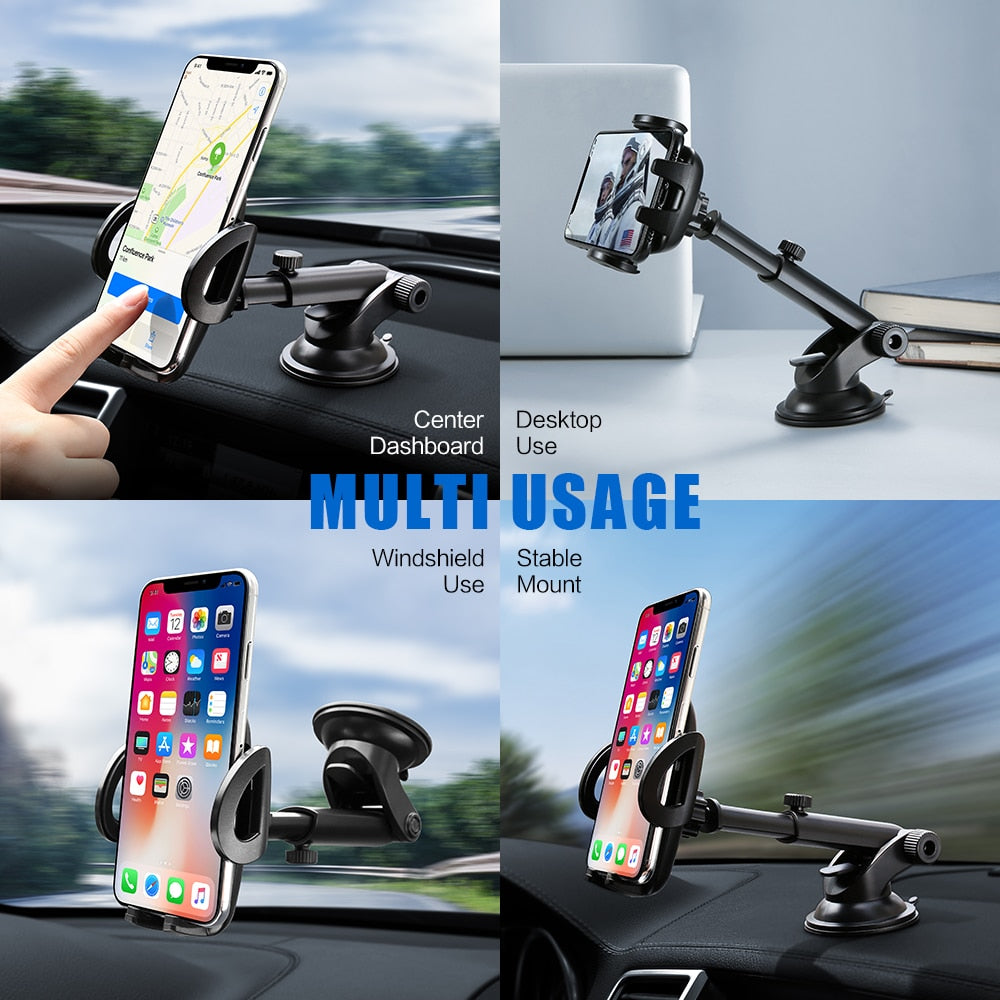 360-Degree Rotatable Car Phone Holder Extendable Arm Dashboard Windshield Mount