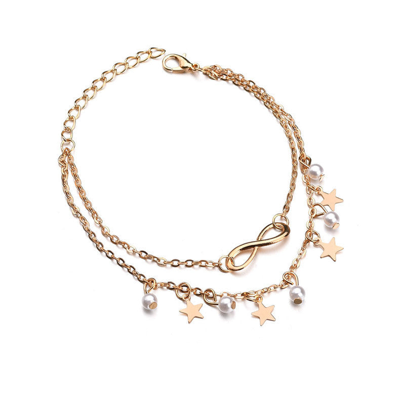 Double Layer Pendant Beach Anklet Stars Infinity Jewellery Women Gift