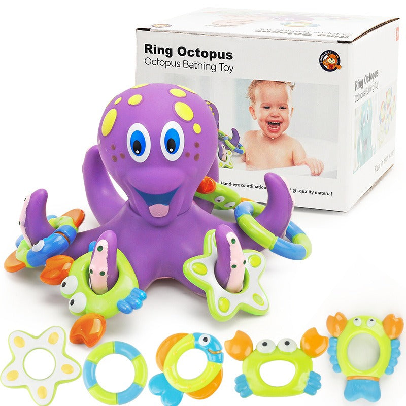 Octopus Bathing Toy Baby Ring Toss Game Bath Time Fun Educational Toy Puzzle