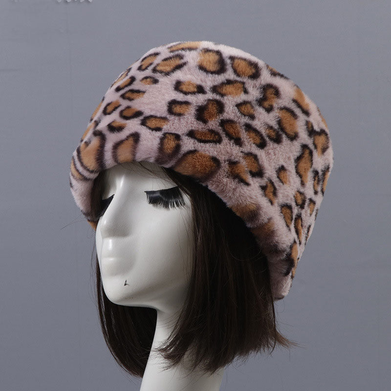 Winter Faux Fur Flat Top Hat Warm Brimless Acrylic Womens Hats Plush Russian