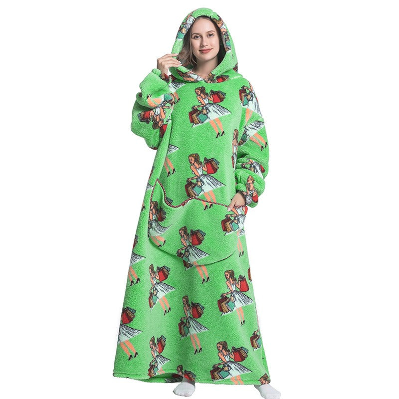 Oversized Blanket Hoodie Adults Ultra-Soft Warm Long Hooded Fleece Pockets