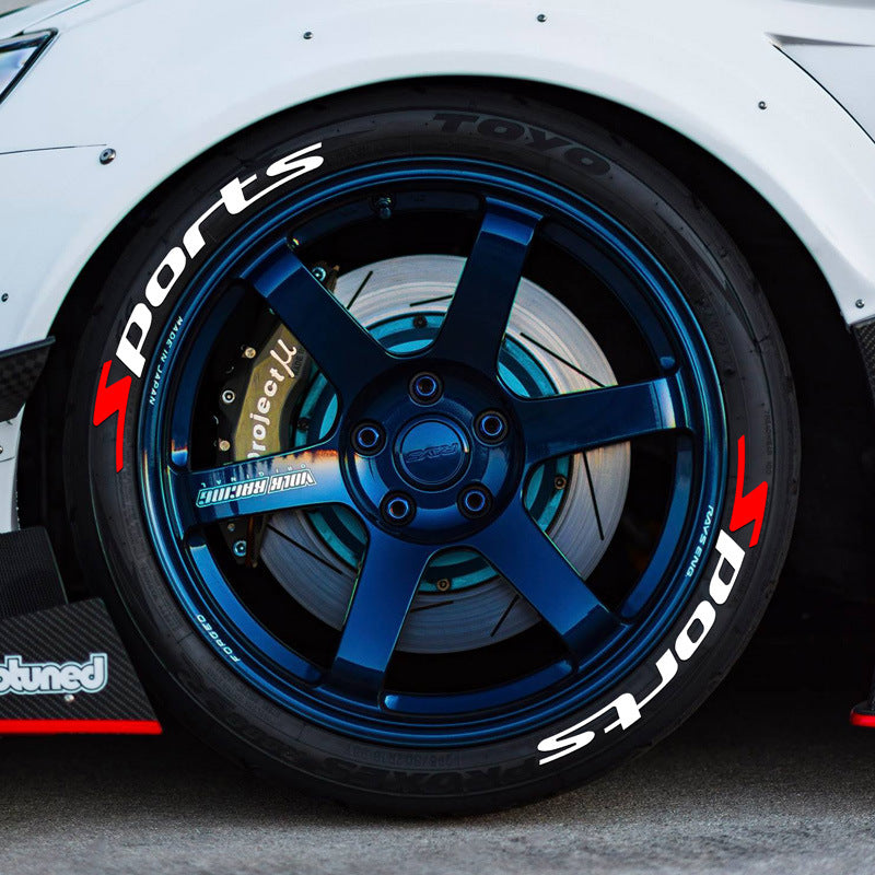 3D Sports Series Vehicle Tire Stickers Durable Rubber Weatherproof 33cm Long