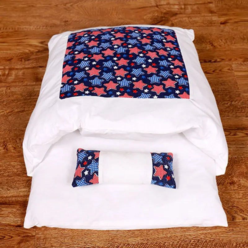 Warm Winter Cat Bed Sleeping Bag House Removable Cover Small Pets Pillow