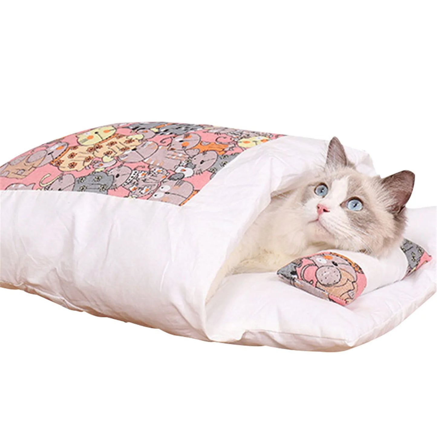 Warm Winter Cat Bed Sleeping Bag House Removable Cover Small Pets Pillow
