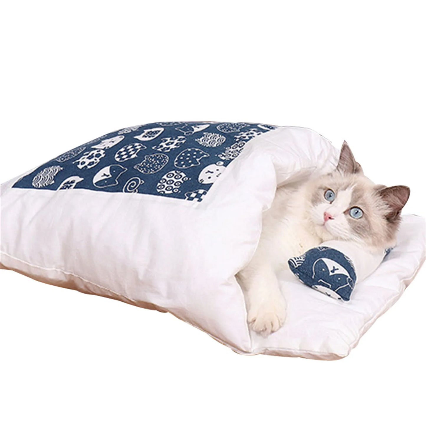 Warm Winter Cat Bed Sleeping Bag House Removable Cover Small Pets Pillow