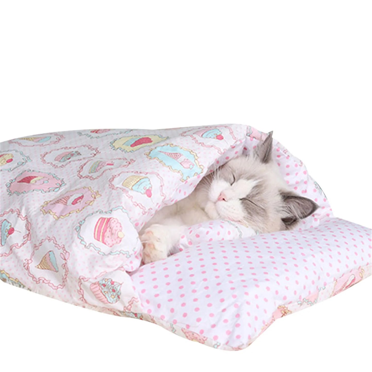 Warm Winter Cat Bed Sleeping Bag House Removable Cover Small Pets Pillow