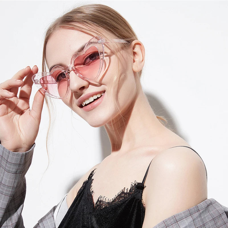 Women's Heart Shaped UV400 Sunglasses Ensuring Stylish and Effective Eye Safety