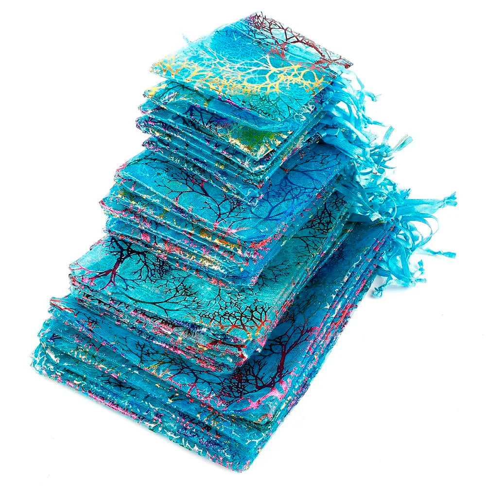 Organza Drawstring Gift Bags 100 Piece Set Various Sizes Jewelry Storage Pouches