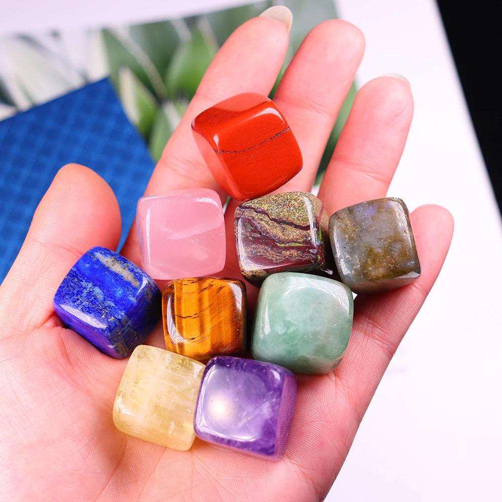 9-Piece Natural Crystal Set with Quartz Stones, Agate, and Gemstones Gift Box