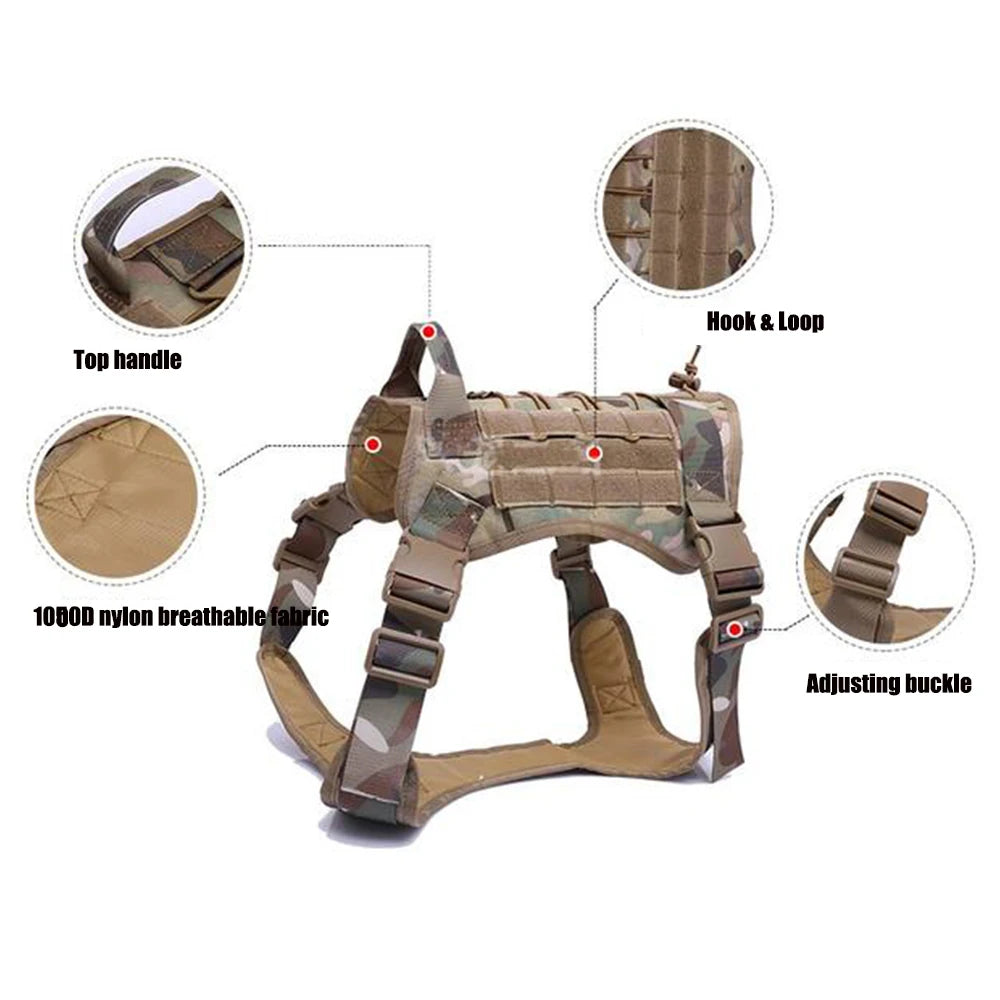 Tactical Dog Harness Training Vest Breathable Military No-Pull Adjustable Gear