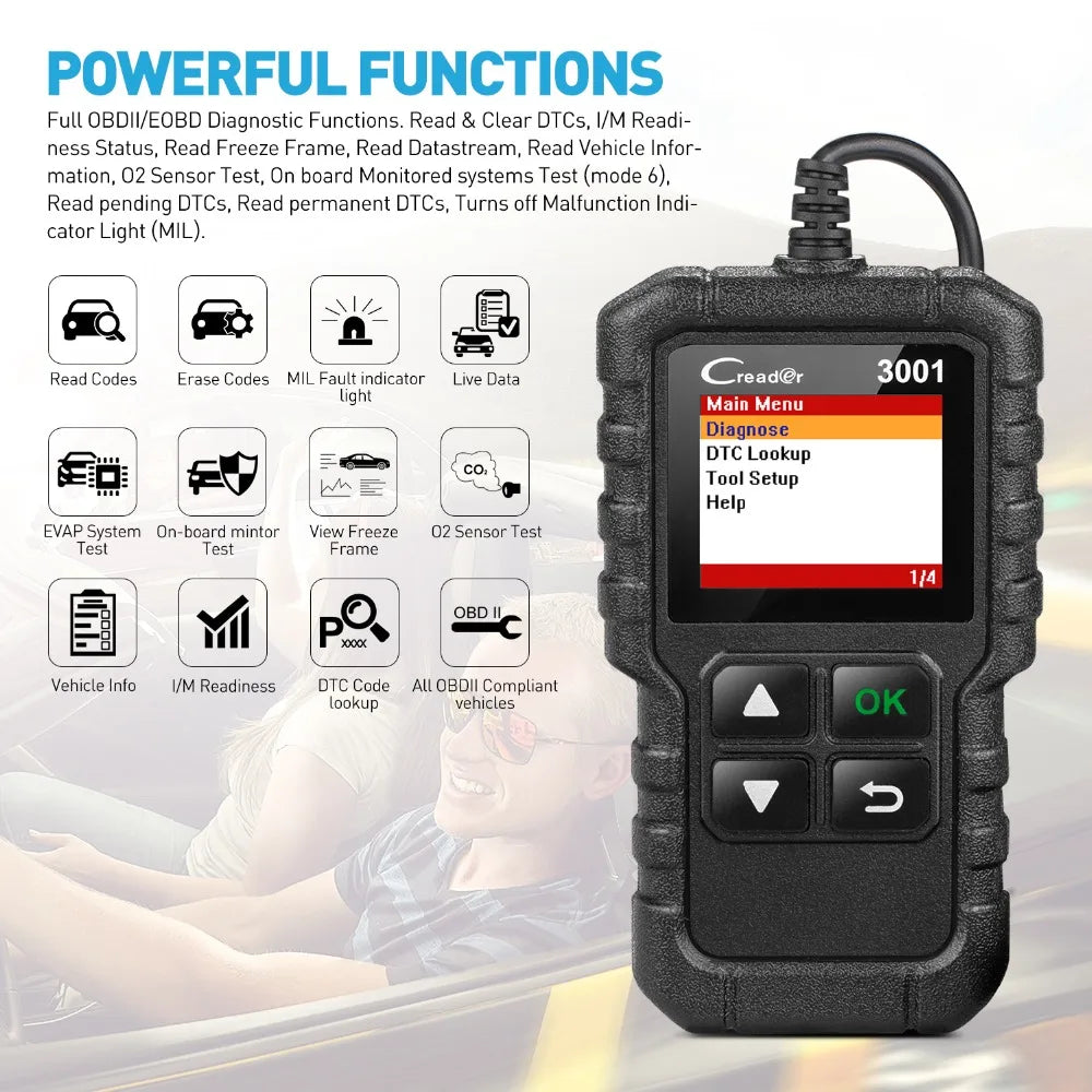 OBD2 Creader 3001 Vehicle Diagnostic Scanner Engine Fault Code Detection Tool