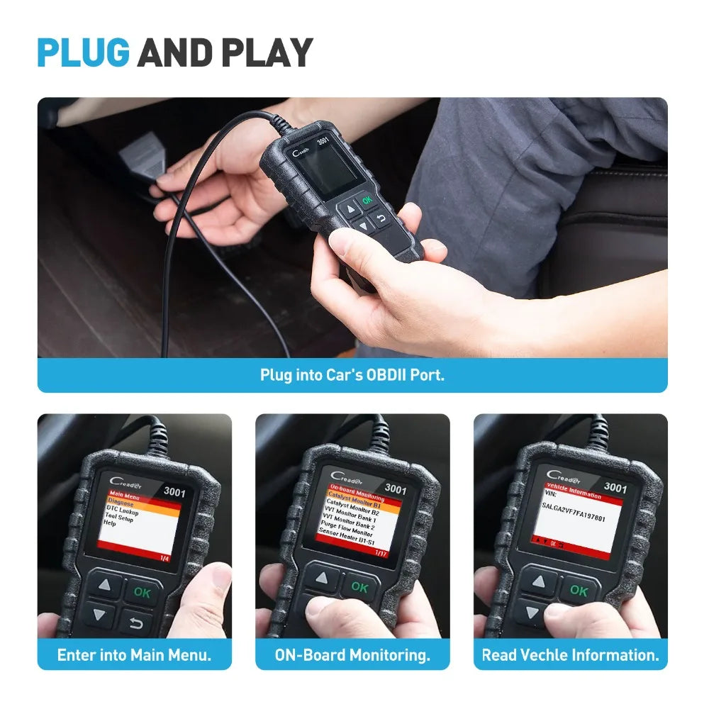 OBD2 Creader 3001 Vehicle Diagnostic Scanner Engine Fault Code Detection Tool