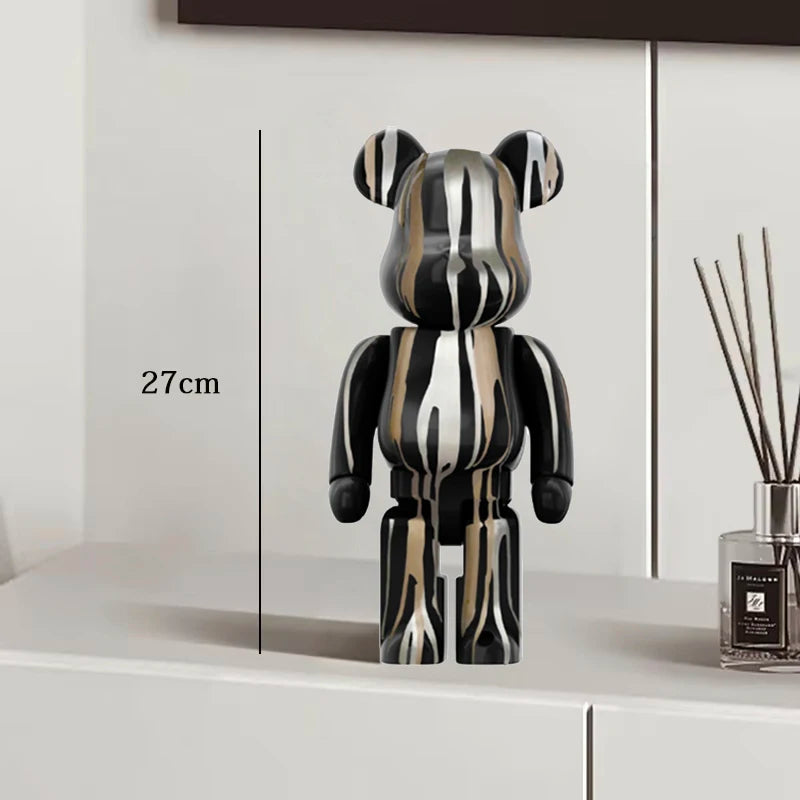 Graffiti Bear Resin Sculpture Unique Desktop Decorative Item 27cm Collectible