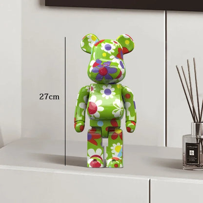 Graffiti Bear Resin Sculpture Unique Desktop Decorative Item 27cm Collectible