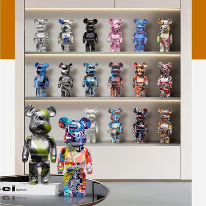Graffiti Bear Resin Sculpture Unique Desktop Decorative Item 27cm Collectible