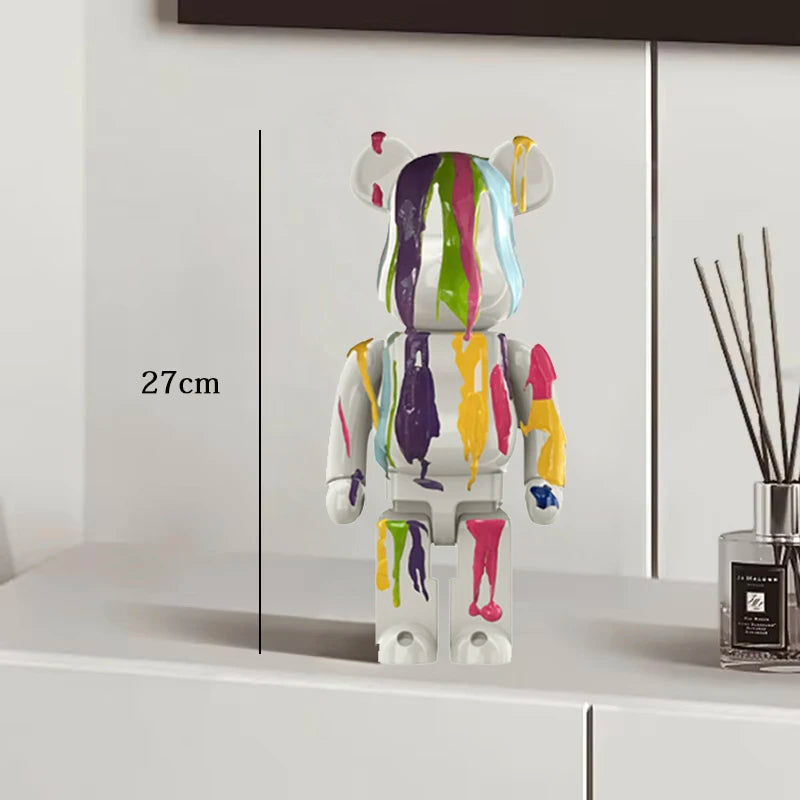 Graffiti Bear Resin Sculpture Unique Desktop Decorative Item 27cm Collectible
