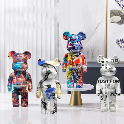 Graffiti Bear Resin Sculpture Unique Desktop Decorative Item 27cm Collectible