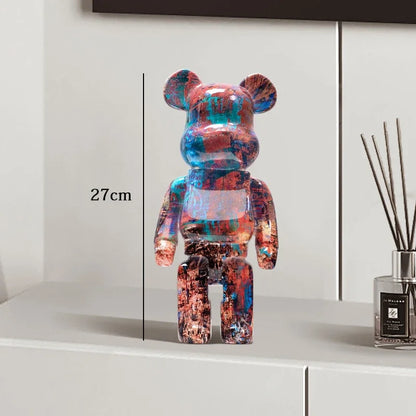 Graffiti Bear Resin Sculpture Unique Desktop Decorative Item 27cm Collectible