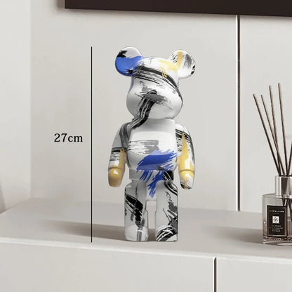Graffiti Bear Resin Sculpture Unique Desktop Decorative Item 27cm Collectible