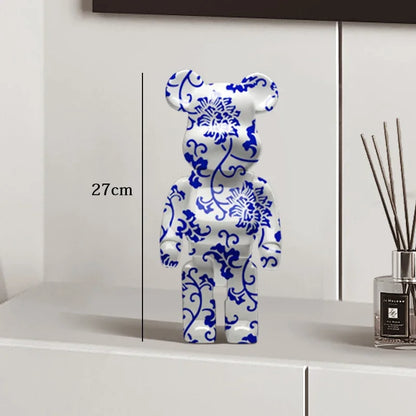 Graffiti Bear Resin Sculpture Unique Desktop Decorative Item 27cm Collectible