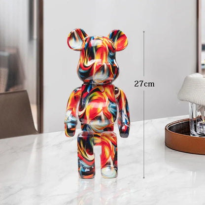 Graffiti Bear Resin Sculpture Unique Desktop Decorative Item 27cm Collectible