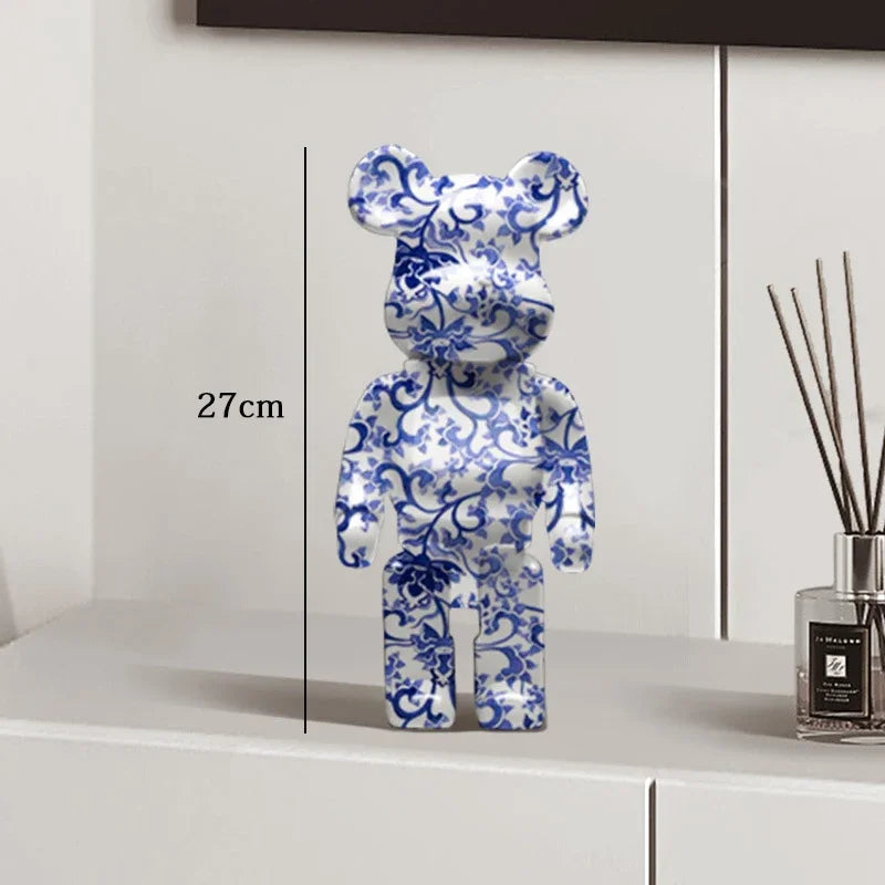 Graffiti Bear Resin Sculpture Unique Desktop Decorative Item 27cm Collectible