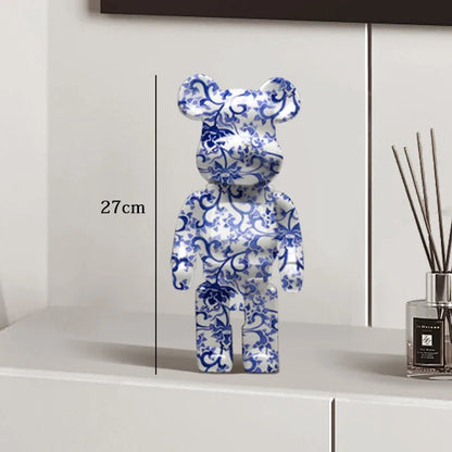 Graffiti Bear Resin Sculpture Unique Desktop Decorative Item 27cm Collectible