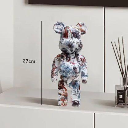 Graffiti Bear Resin Sculpture Unique Desktop Decorative Item 27cm Collectible