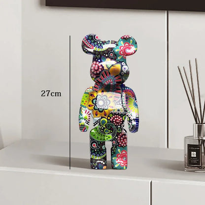 Graffiti Bear Resin Sculpture Unique Desktop Decorative Item 27cm Collectible