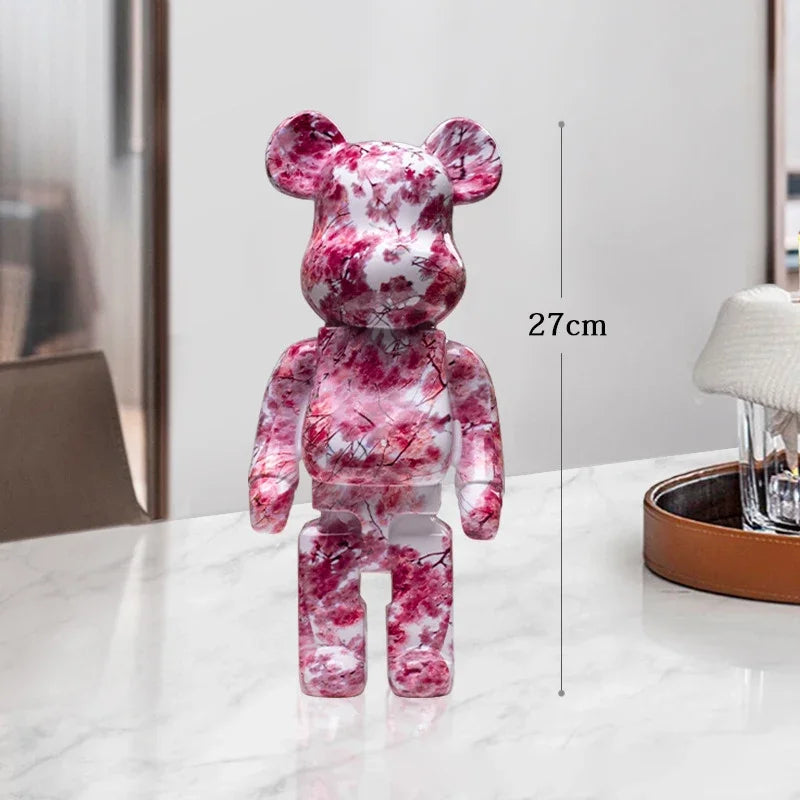 Graffiti Bear Resin Sculpture Unique Desktop Decorative Item 27cm Collectible