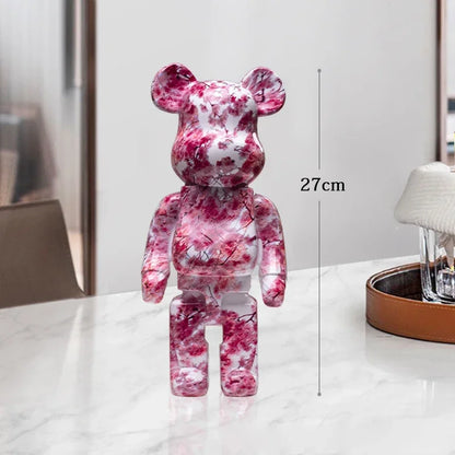 Graffiti Bear Resin Sculpture Unique Desktop Decorative Item 27cm Collectible