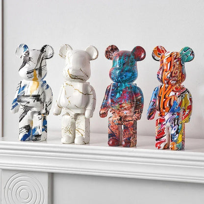 Graffiti Bear Resin Sculpture Unique Desktop Decorative Item 27cm Collectible