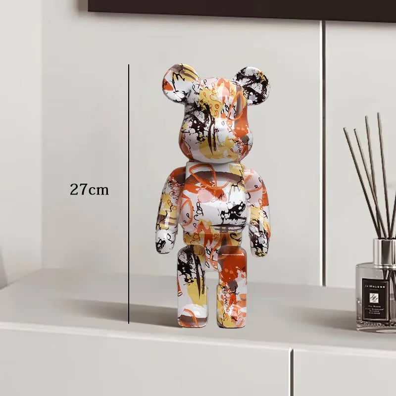 Graffiti Bear Resin Sculpture Unique Desktop Decorative Item 27cm Collectible