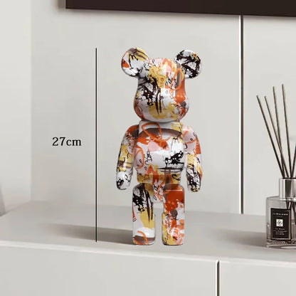 Graffiti Bear Resin Sculpture Unique Desktop Decorative Item 27cm Collectible