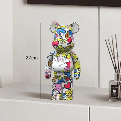 Graffiti Bear Resin Sculpture Unique Desktop Decorative Item 27cm Collectible