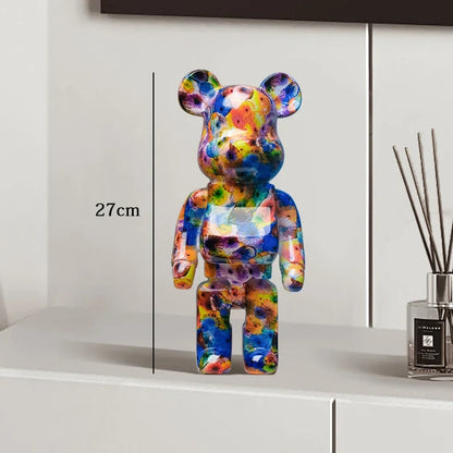 Graffiti Bear Resin Sculpture Unique Desktop Decorative Item 27cm Collectible