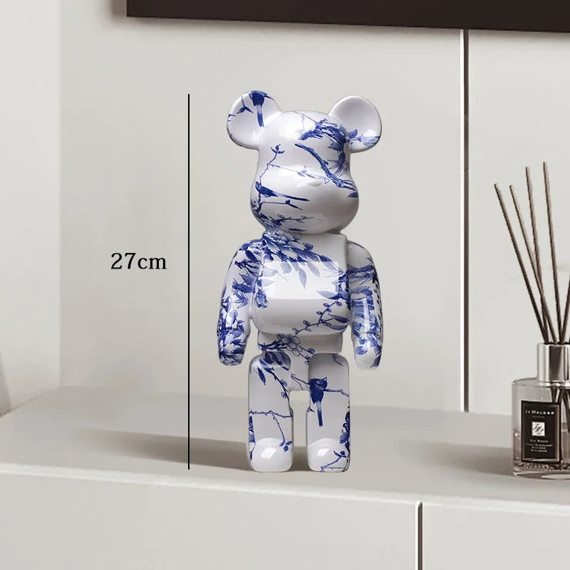 Graffiti Bear Resin Sculpture Unique Desktop Decorative Item 27cm Collectible