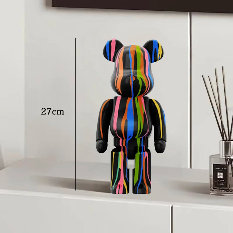 Graffiti Bear Resin Sculpture Unique Desktop Decorative Item 27cm Collectible