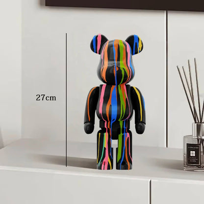 Graffiti Bear Resin Sculpture Unique Desktop Decorative Item 27cm Collectible