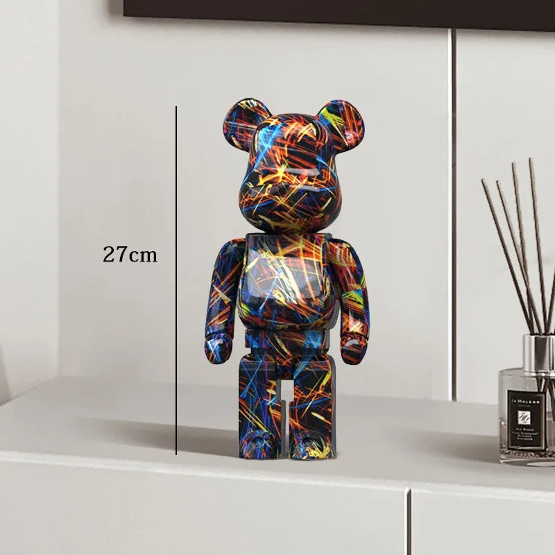 Graffiti Bear Resin Sculpture Unique Desktop Decorative Item 27cm Collectible