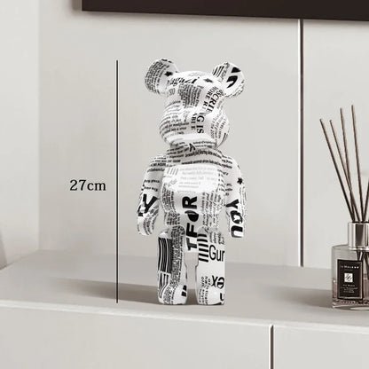 Graffiti Bear Resin Sculpture Unique Desktop Decorative Item 27cm Collectible
