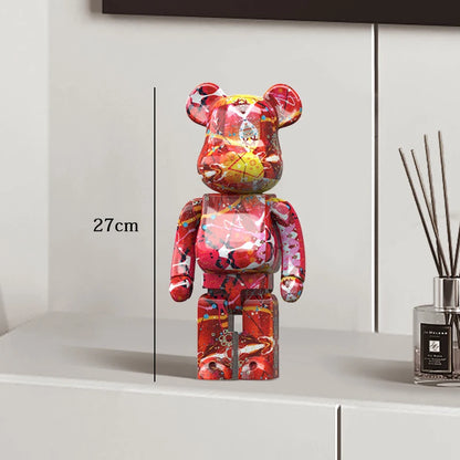 Graffiti Bear Resin Sculpture Unique Desktop Decorative Item 27cm Collectible