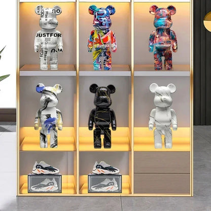 Graffiti Bear Resin Sculpture Unique Desktop Decorative Item 27cm Collectible