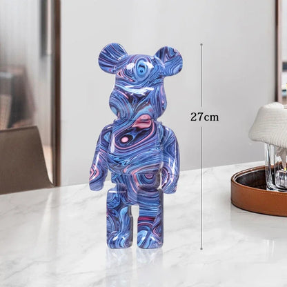 Graffiti Bear Resin Sculpture Unique Desktop Decorative Item 27cm Collectible