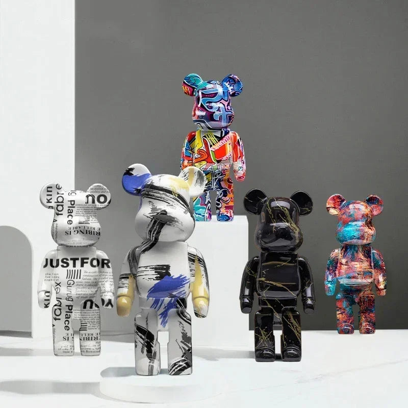 Graffiti Bear Resin Sculpture Unique Desktop Decorative Item 27cm Collectible