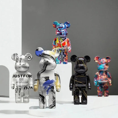 Graffiti Bear Resin Sculpture Unique Desktop Decorative Item 27cm Collectible
