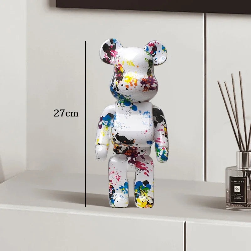 Graffiti Bear Resin Sculpture Unique Desktop Decorative Item 27cm Collectible