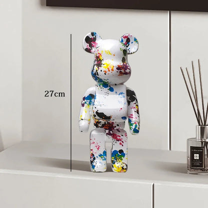 Graffiti Bear Resin Sculpture Unique Desktop Decorative Item 27cm Collectible