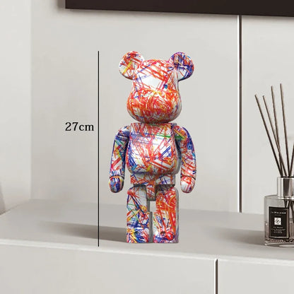 Graffiti Bear Resin Sculpture Unique Desktop Decorative Item 27cm Collectible