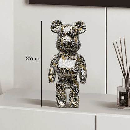 Graffiti Bear Resin Sculpture Unique Desktop Decorative Item 27cm Collectible